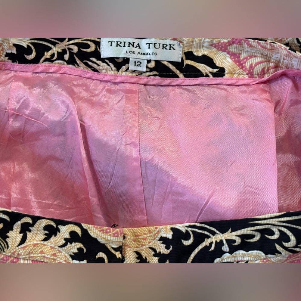 Trina Turk Pink, Black, and Cream Boot Cut Pants - Picture 10 of 12